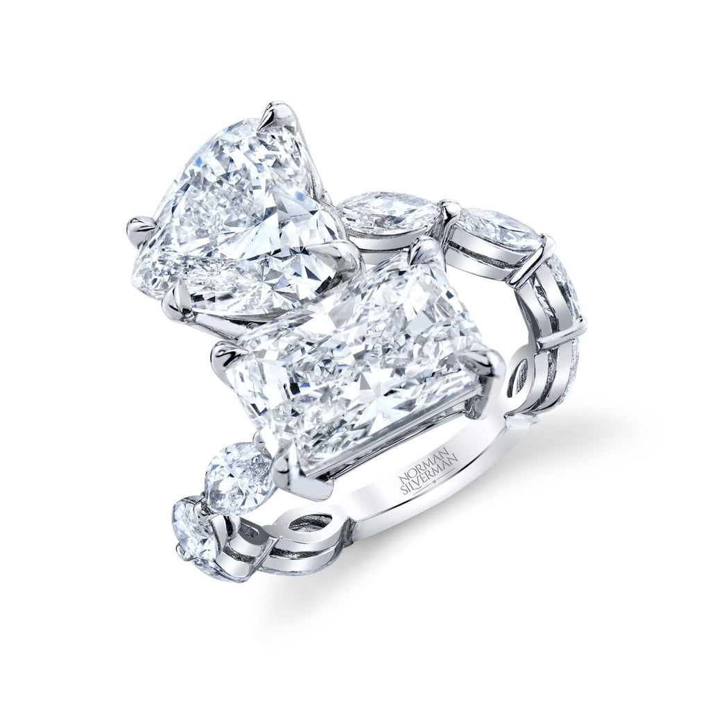 Radiant - Cut and Heart Shape Diamond Bypass Ring - Chapel Hills Jewelry