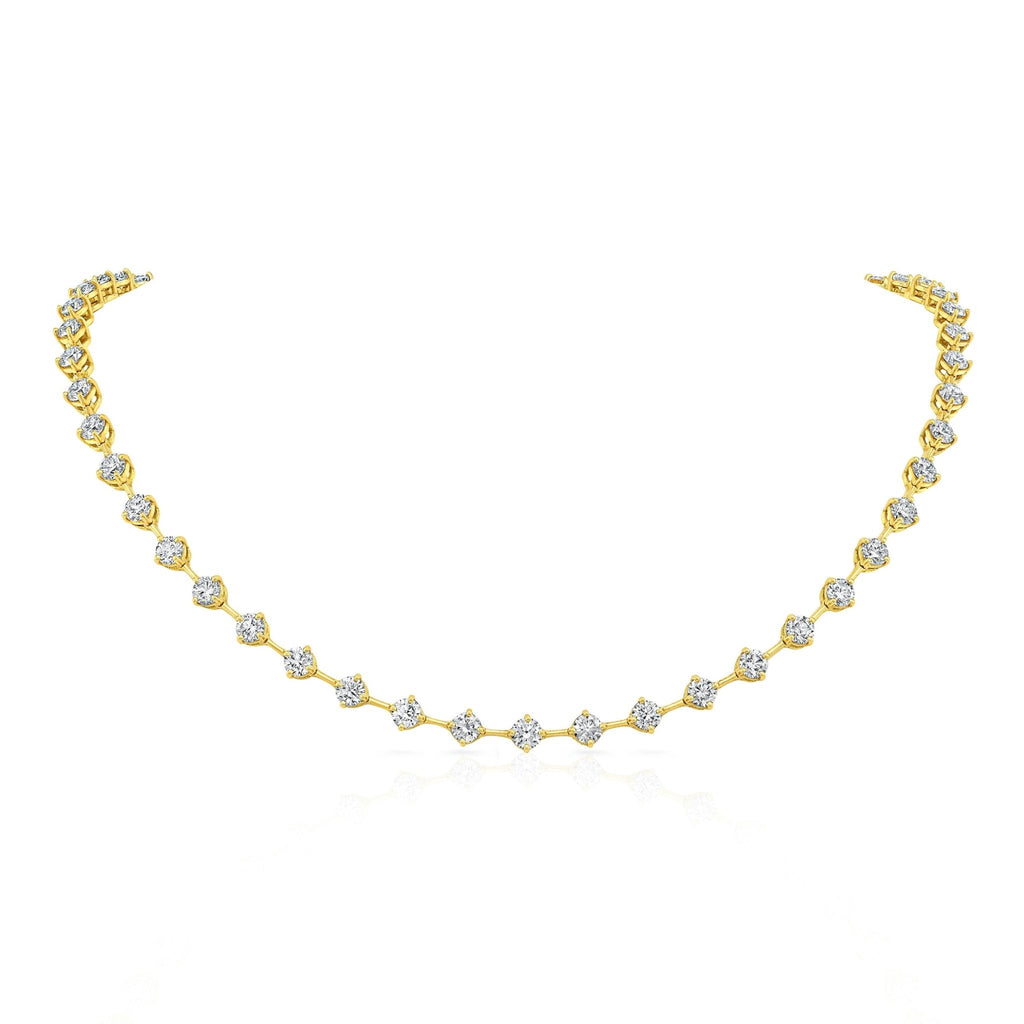 Round Brilliant Diamonds in 18k Yellow Gold Bar Necklace - Chapel Hills Jewelry