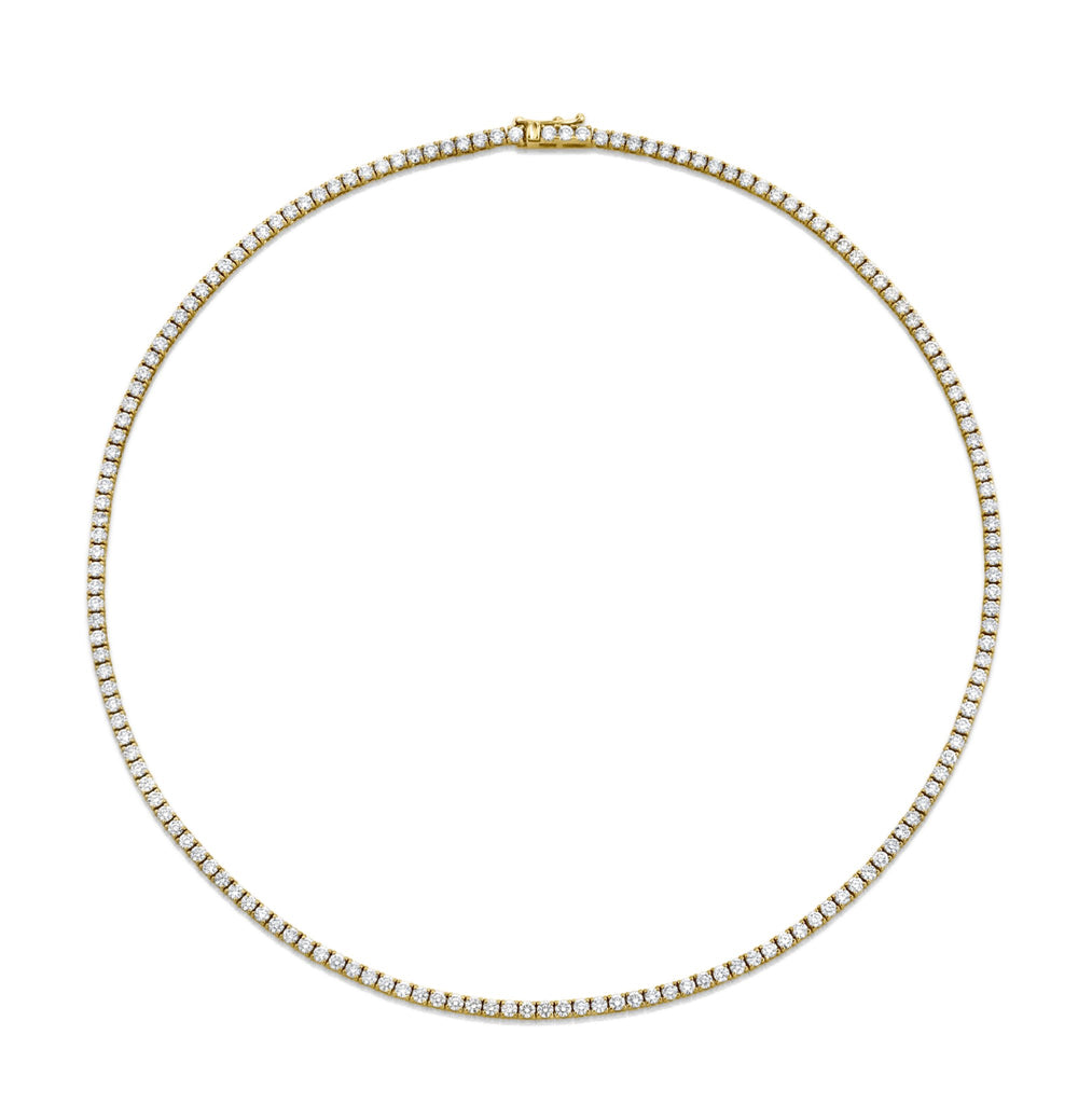 Straight Line Round Brilliant Cut Diamond Necklace in Yellow Gold - Chapel Hills Jewelry