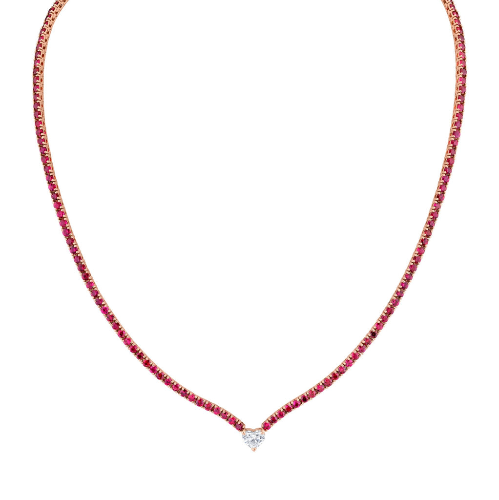 Straight Line Ruby Necklace with Diamond Accent - Chapel Hills Jewelry