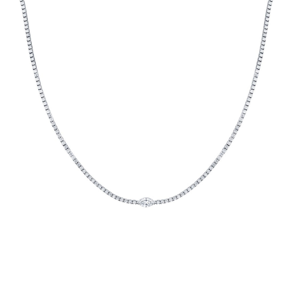 Straightline necklace with a marquise center stone - Chapel Hills Jewelry