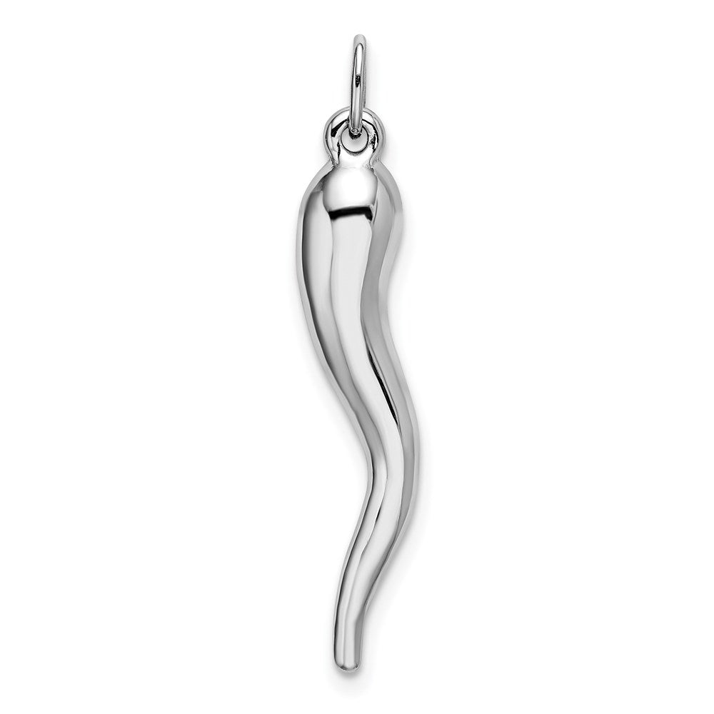 14KT Hollow White Gold 3D Italian Horn Charm - Chapel Hills Jewelry