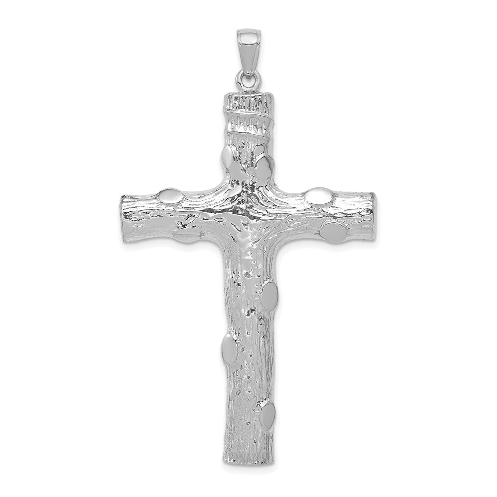 14KT White Gold Large Tree Textured Cross - Chapel Hills Jewelry