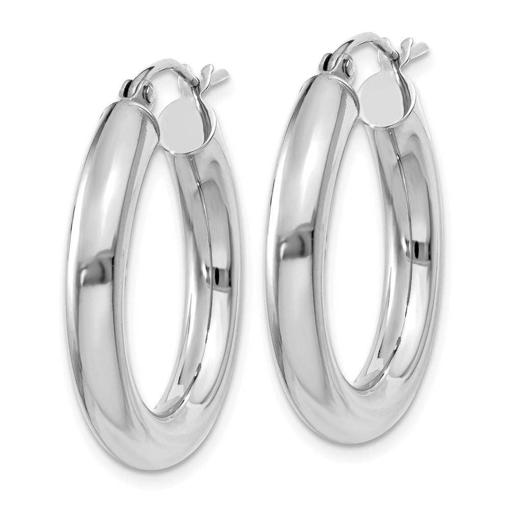 14KT White Gold Polished 4mm Lightweight Tube Hoop Earrings - Chapel Hills Jewelry