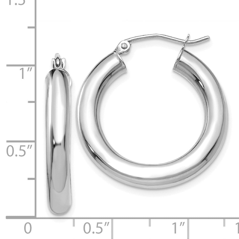 14KT White Gold Polished 4mm Lightweight Tube Hoop Earrings - Chapel Hills Jewelry