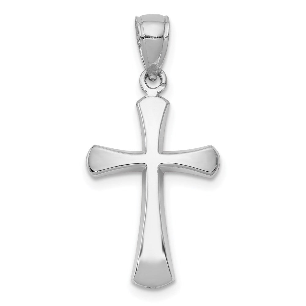 14KT White Gold Polished Beveled Cross with Round Tips - Chapel Hills Jewelry