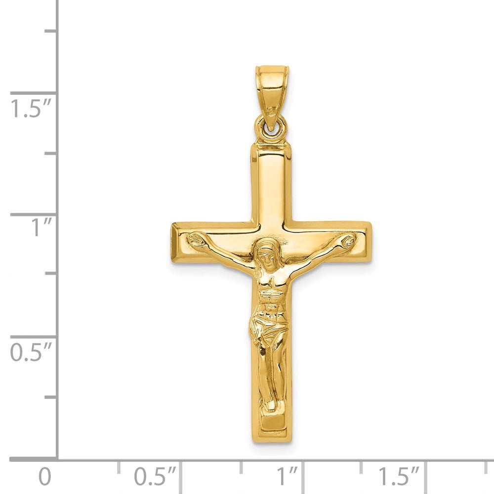 14KT Yellow Gold Hollow Polished Crucifix - Chapel Hills Jewelry