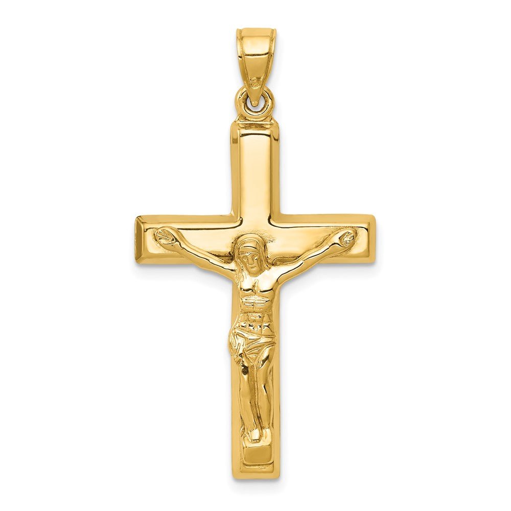 14KT Yellow Gold Hollow Polished Crucifix - Chapel Hills Jewelry