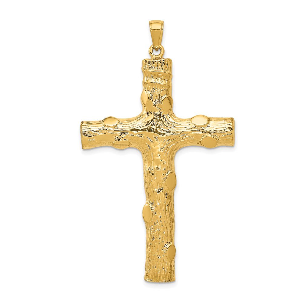 14KT Yellow Gold Large Tree Textured Cross - Chapel Hills Jewelry