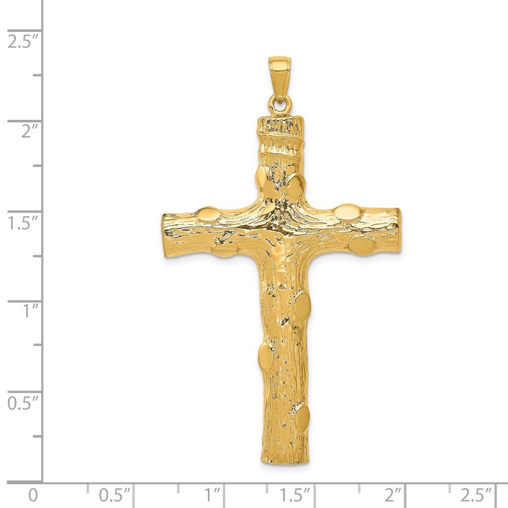 14KT Yellow Gold Large Tree Textured Cross - Chapel Hills Jewelry