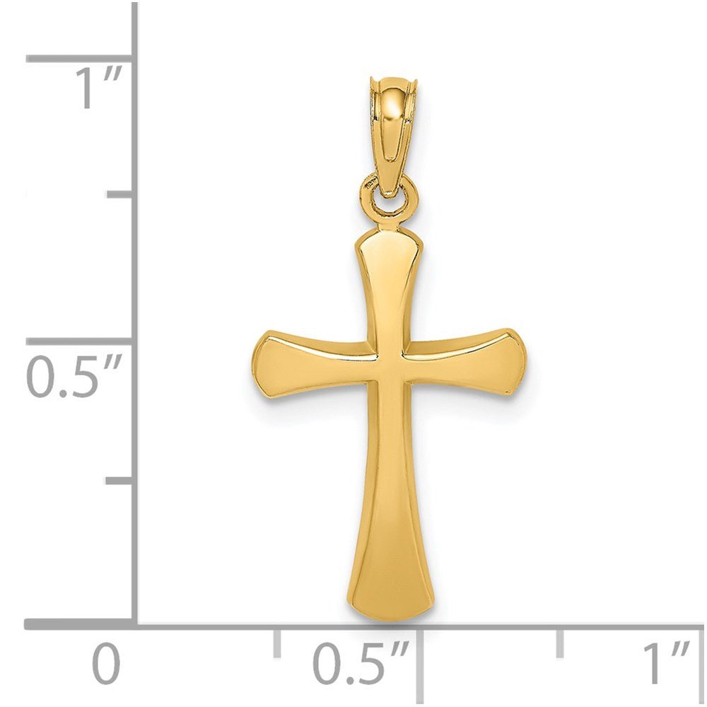 14KT Yellow Gold Polished Beveled Cross w/ Round Tips - Chapel Hills Jewelry