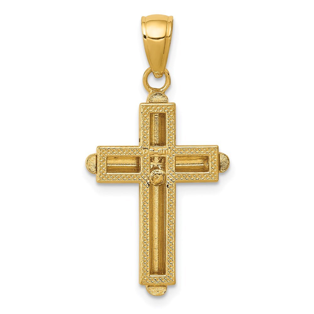 14KT Yellow Gold Polished Beveled Stick Cross - Chapel Hills Jewelry