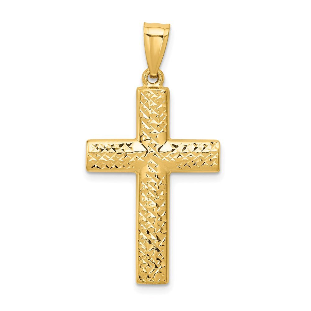 14KT Yellow Gold Reversible Textured/Polished Cross - Chapel Hills Jewelry