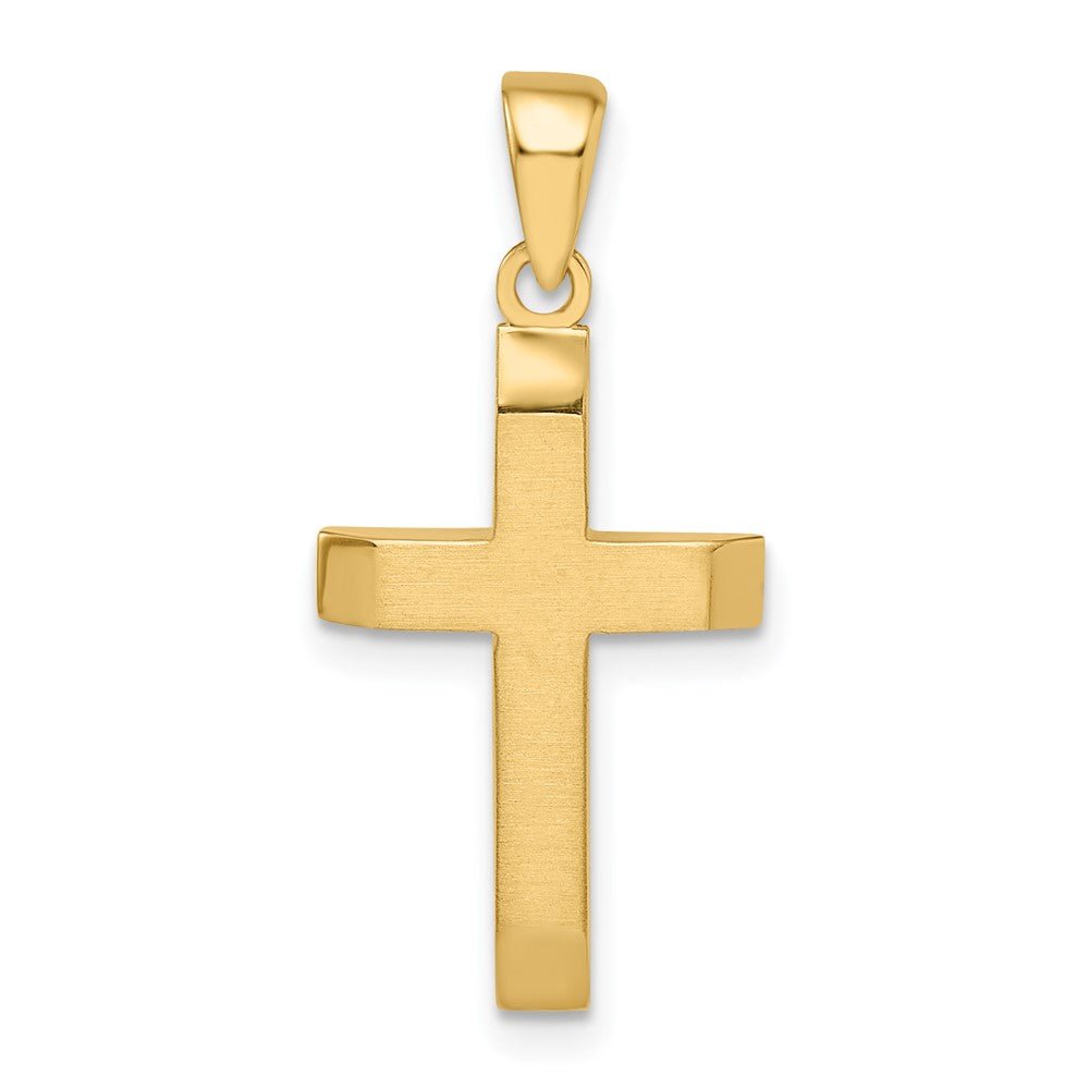 14KT Yellow Gold Satin/Polished Beveled Small Latin Cross - Chapel Hills Jewelry