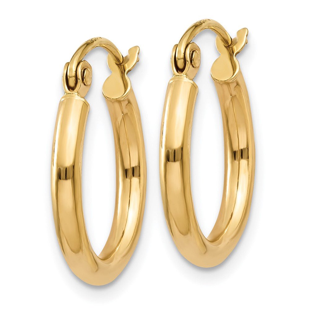 14KT Yellow Polished 15mm Lightweight Tube Hoop Earrings - Chapel Hills Jewelry