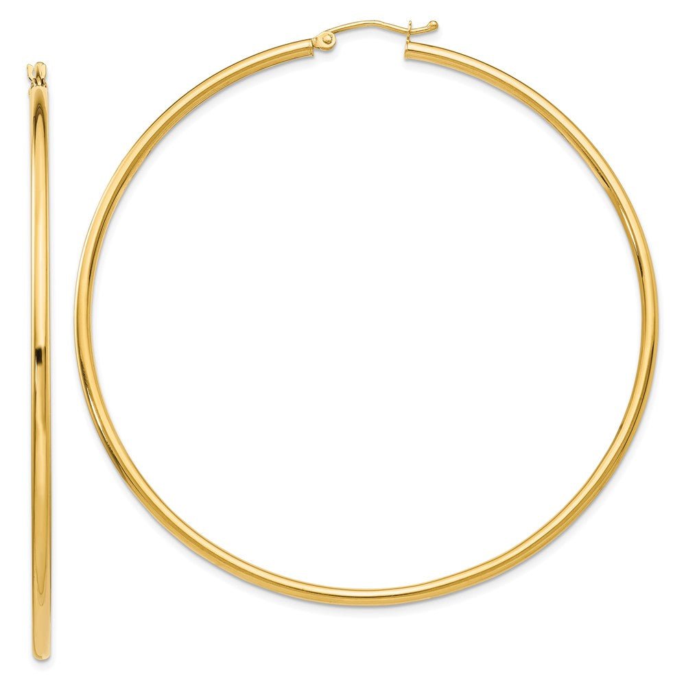 14KT Yellow Polished 2.5mm Lightweight Tube Hoop Earrings - Chapel Hills Jewelry