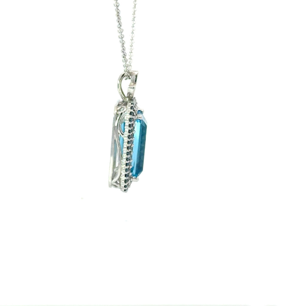 Blue Topaz, Blue Diamond, and Diamond Necklace - Chapel Hills Jewelry